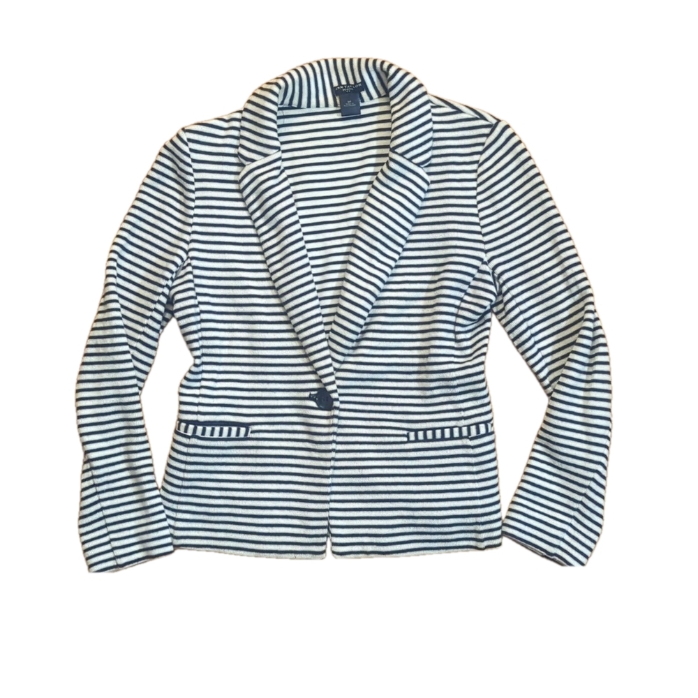 Ann Taylor Black and White Striped Blazer